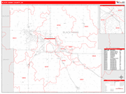 Black Hawk Wall Map Red Line Style